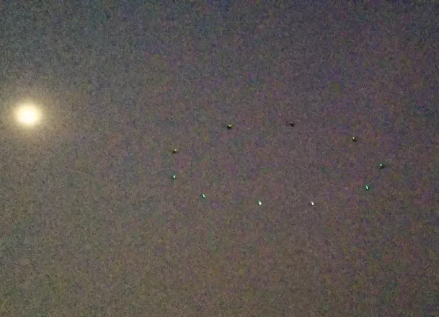 Swarm of ten drones forming a circle